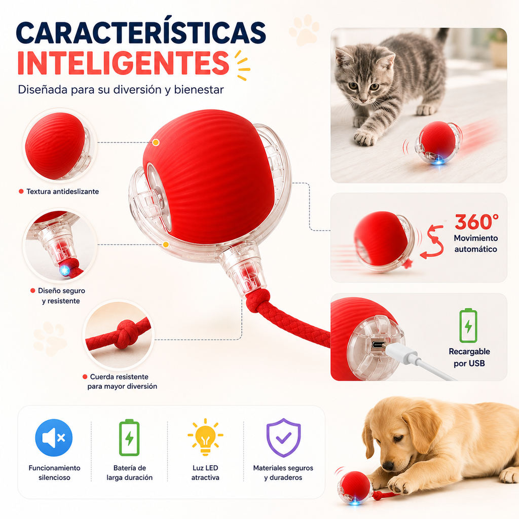 Pelota Interactiva Inteligente Para Mascota