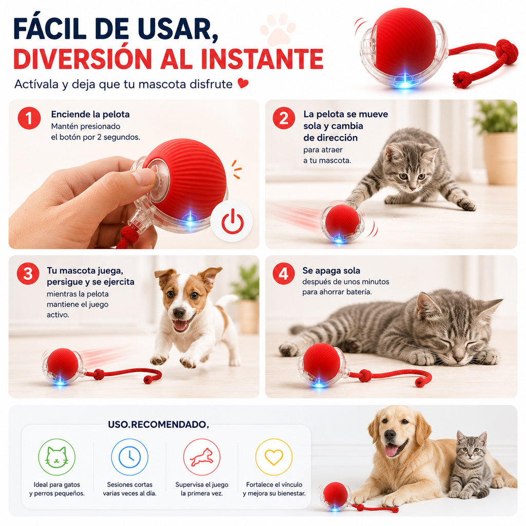 Pelota Interactiva Inteligente Para Mascota