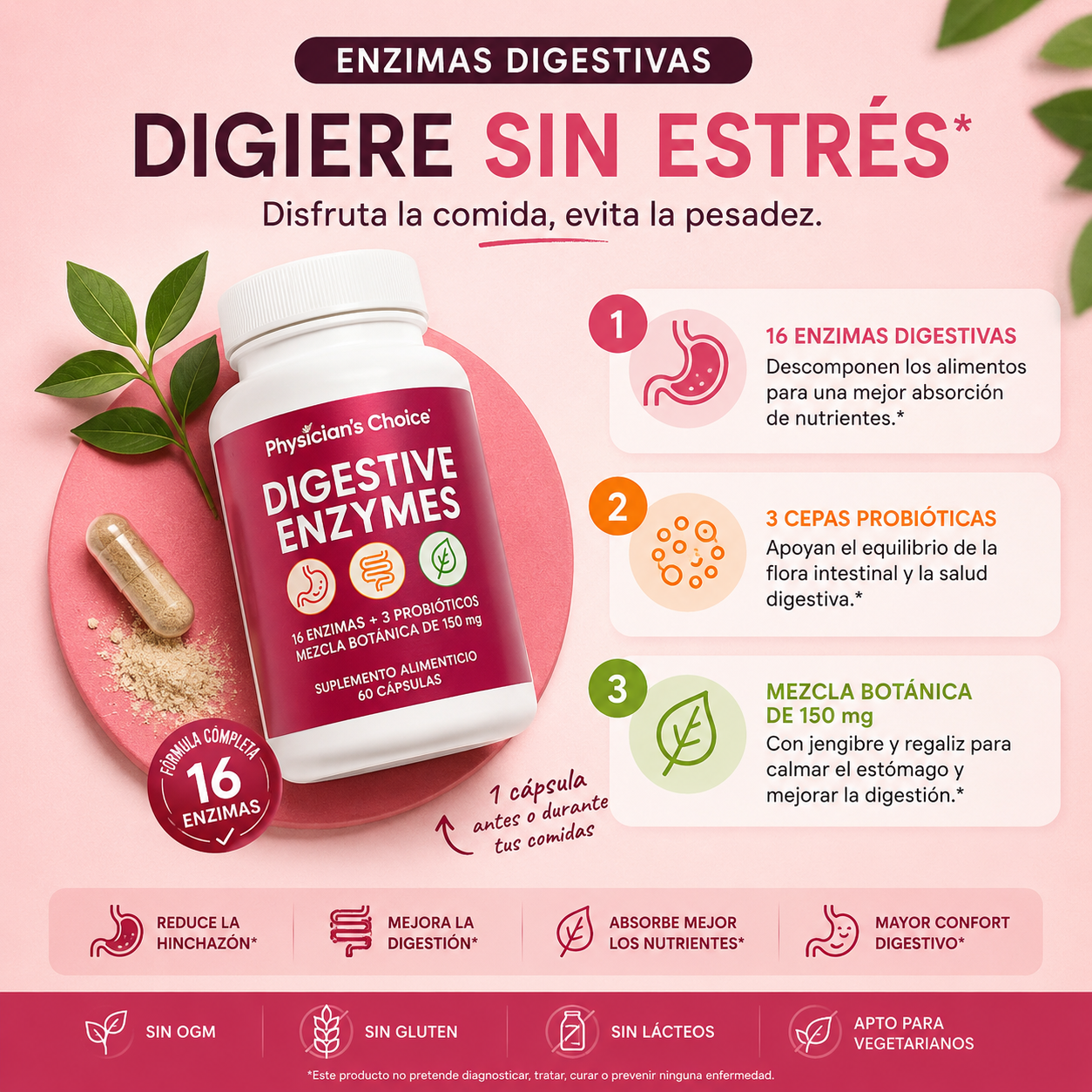 🙂‍↕️ Enzimas Digestivas: Adiós a la hinchazón