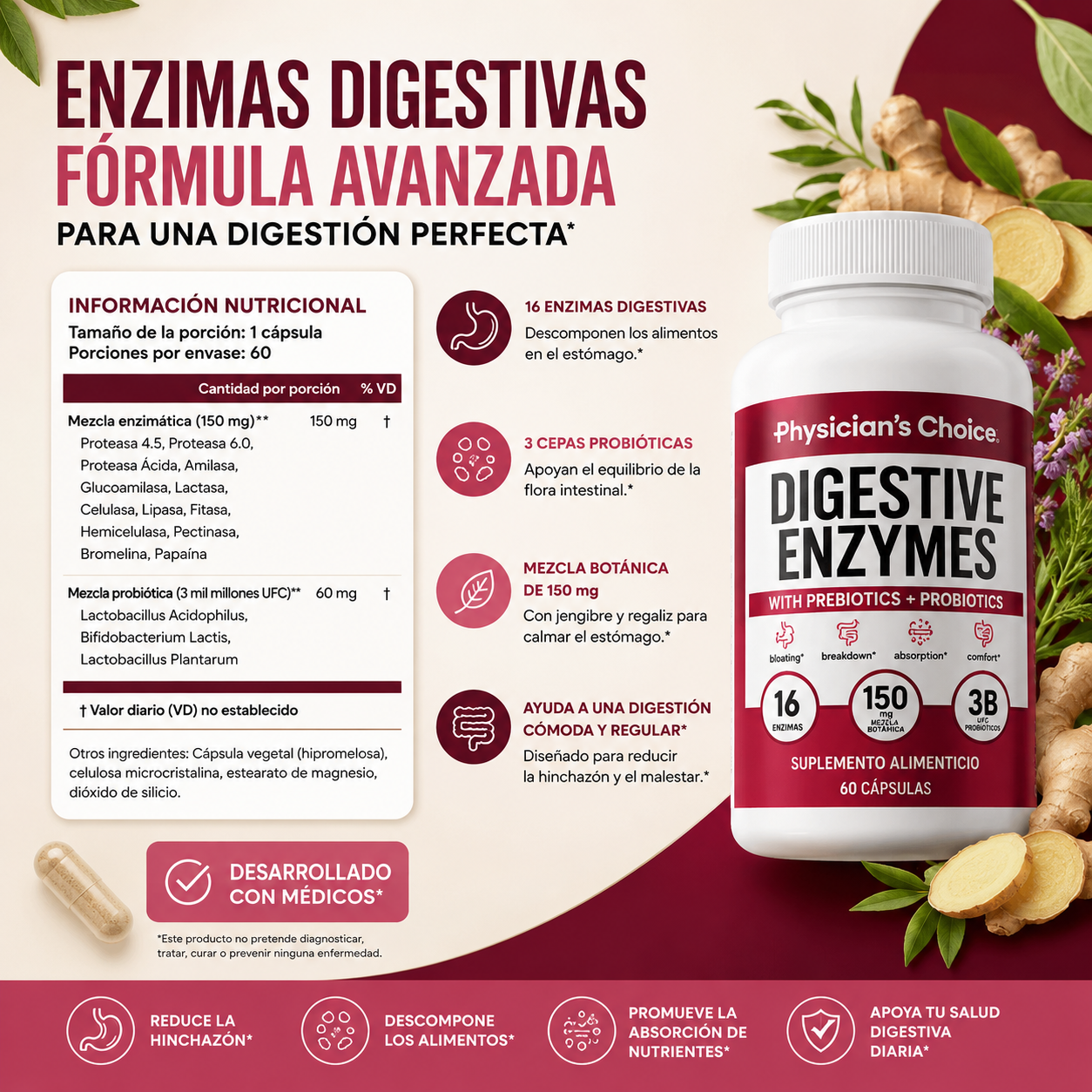🙂‍↕️ Enzimas Digestivas: Adiós a la hinchazón