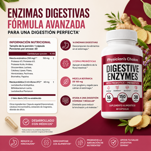 🙂‍↕️ Enzimas Digestivas: Adiós a la hinchazón