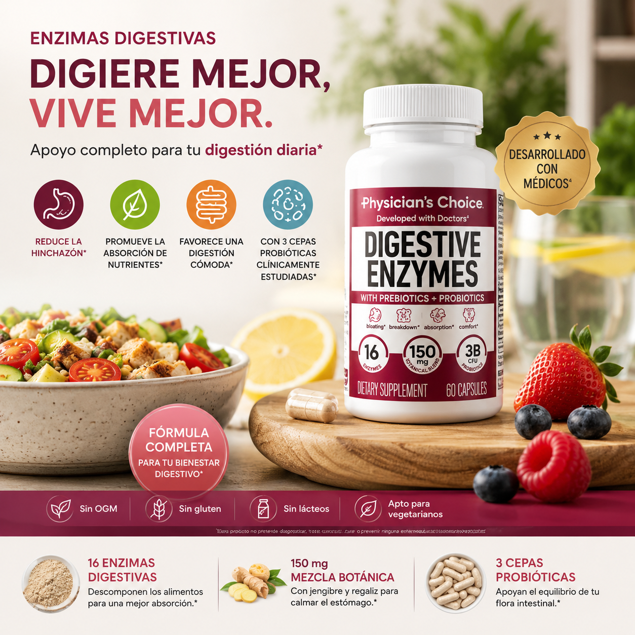 🙂‍↕️ Enzimas Digestivas: Adiós a la hinchazón