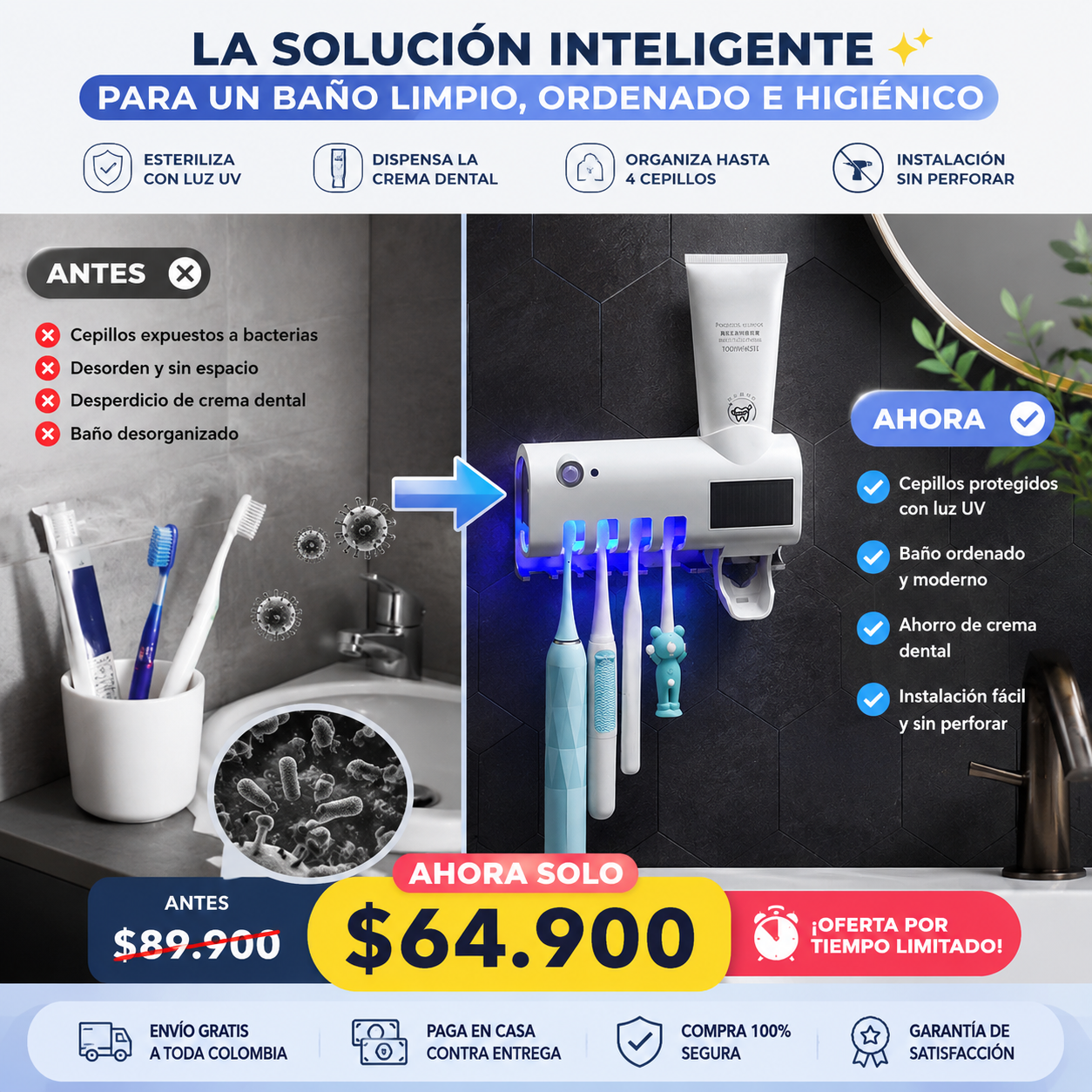 Dispensador De Crema Dental 2 en 1